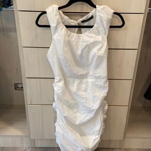 White puffy above knee dress